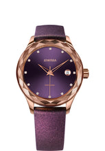 טען תמונה למציג הגלריה, J6.248.M Jowissa Tiro 38mm, Swiss Made Ladies Watch roségold / violett, Steel Case and Silicone Strap Front View - Swiss Made Damenuhren, rose gold / purple, Stahlgehäuse und Armband aus Silikon, Vorderseite - Swiss made Montre, or / violet, boîtier en acier et bracelet en silicone, Vue de face