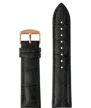 تحميل الصورة في عارض المعرض، Front View of 22mm Black / Rose Mat Alligator Watch Strap E3.1443.XL by Jowissa
