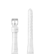 טען תמונה למציג הגלריה, Front View of 15mm White / Silver Glossy Croco Watch Strap E3.1484.M by Jowissa
