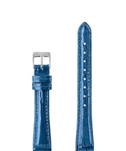 טען תמונה למציג הגלריה, Front View of 15mm Blue / Silver Glossy Croco Watch Strap E3.1450.M by Jowissa
