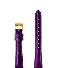 تحميل الصورة في عارض المعرض، Front View of 15mm Purple / Gold Glossy Croco Watch Strap E3.1472.M by Jowissa
