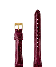 טען תמונה למציג הגלריה, Front View of 15mm Bordeaux / Gold Glossy Croco Watch Strap E3.1457.M by Jowissa
