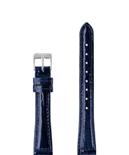 تحميل الصورة في عارض المعرض، Front View of 15mm Blue / Silver Glossy Croco Watch Strap E3.1453.M by Jowissa
