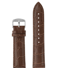 تحميل الصورة في عارض المعرض، Front View of 22mm Brown / Silver Mat Alligator Watch Strap E3.1464.XL by Jowissa
