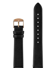 تحميل الصورة في عارض المعرض، Front View of 18mm Black / Rose Plain Mat Watch Strap E3.1442.L by Jowissa
