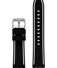 تحميل الصورة في عارض المعرض، Front View of 22mm Black / White / Silver Watch Strap E3.1360 by Jowissa
