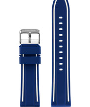 טען תמונה למציג הגלריה, Front View of 22mm Blue / White / Silver Watch Strap E3.1361 by Jowissa
