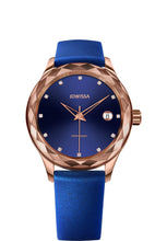 Load image into Gallery viewer, J6.247.M Jowissa Tiro 38mm, Swiss Made Ladies Watch roségold / blau, Steel Case and Silicone Strap Front View - Swiss Made Damenuhren, rose gold / blue, Stahlgehäuse und Armband aus Silikon, Vorderseite - Swiss made Montre, or / bleu, boîtier en acier et bracelet en silicone, Vue de face
