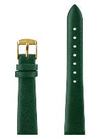 Front View of 15mm Green / Gold Plain Mat Watch Strap E3.1490.M by Jowissa